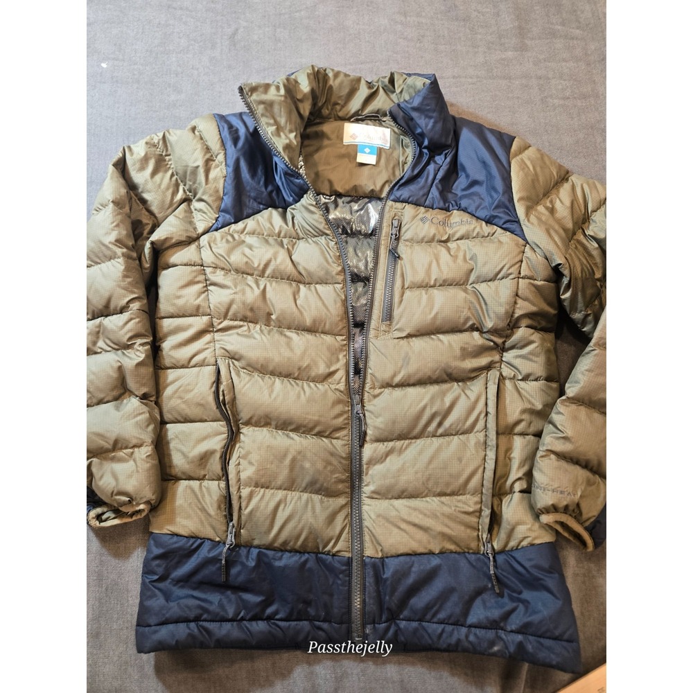 COLUMBIA Jacket Mens Small Autumn Park Down Omni Heat Warm Green Outdoors Hike